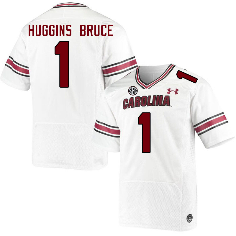 Men #1 Ahmari Huggins-Bruce South Carolina Gamecocks College Football Jerseys Stitched-White